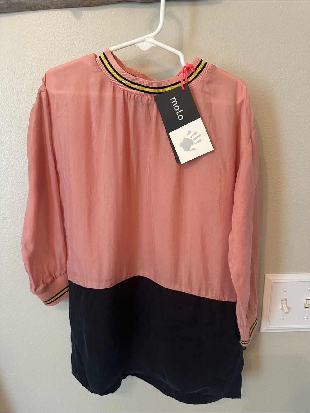 Molo Pink and Black Colorblock Long-Sleeve Tunic